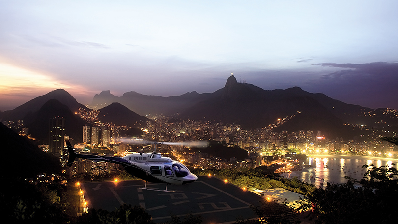 Da janela do helicóptero